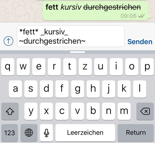 fett kursiv durchgestrichen whatsapp erlaubt textformatierungen iphone ticker de