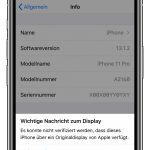 Ios13 Iphone New Settings General About Unable To Verify Genuine Apple Display