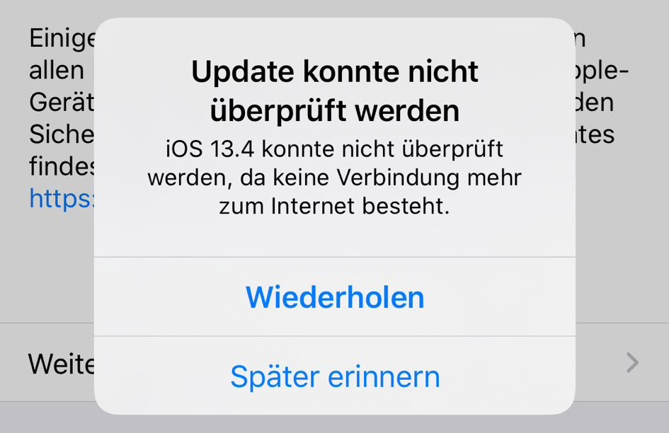 Update konnte nicht überprüft werden“ Fehler bei iOS-Update beheben ›