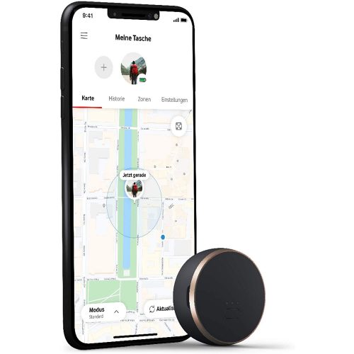 Invoxia GPS Tracker ohne SIM-Karte für Auto Motorrad Fahrrad Taschen schwarz