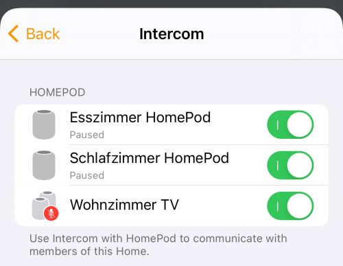 Homepod Intercom Einstellungen In Home App
