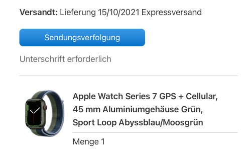 Apple Watch Series 7 Versand