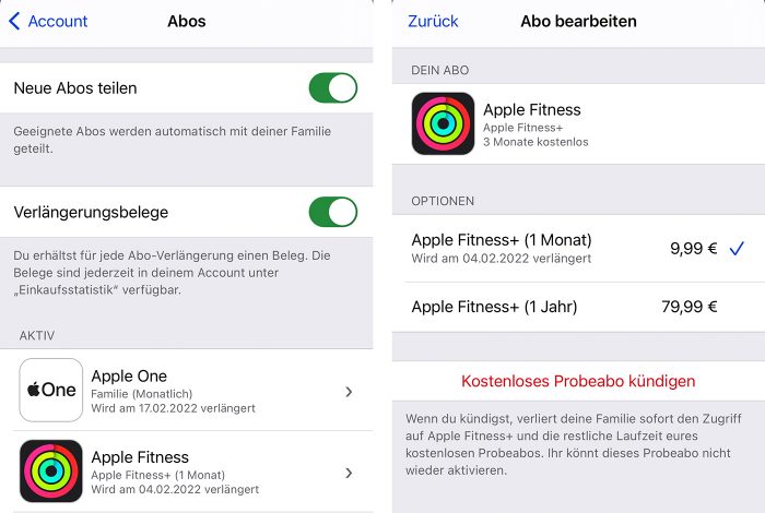 Apple Fitness Plus Abo Optionen