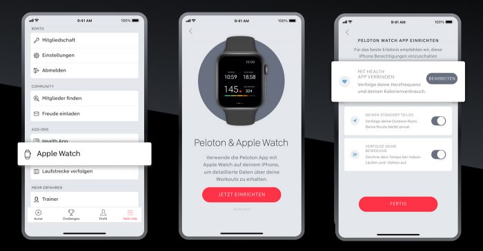 Peloton Apple Watch Screenshots