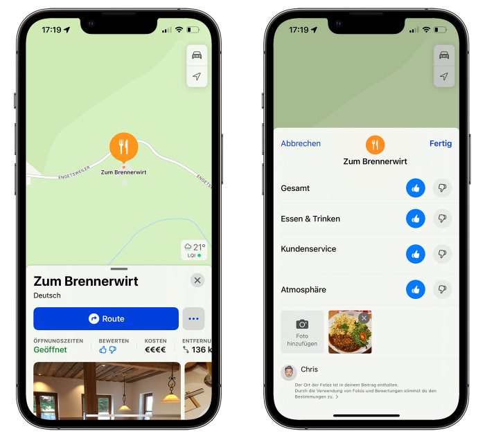 Apple Maps Restaurant Bewertungen Deutschland