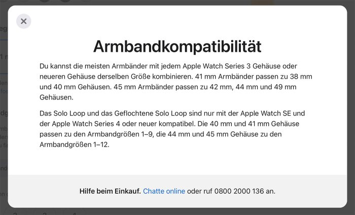 Apple Watch Armband Kompatibilitaet