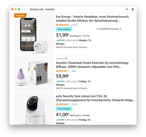 Amazon Homekit Suche