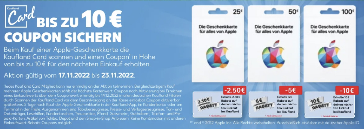 100€ Apple iTunes Gift Card mit Rabatt kaufen!