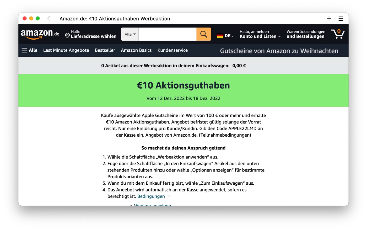 100€ Apple-Guthaben kaufen: 10€-Amazon-Gutschein gratis ›