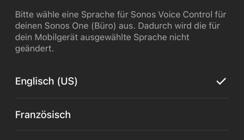 Sonos Voice Control Sprache Einstellen