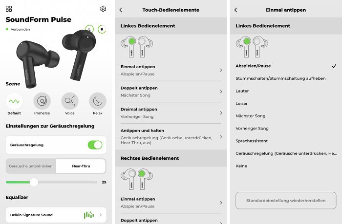 Belkin Soundform Pulse Einstellungen App