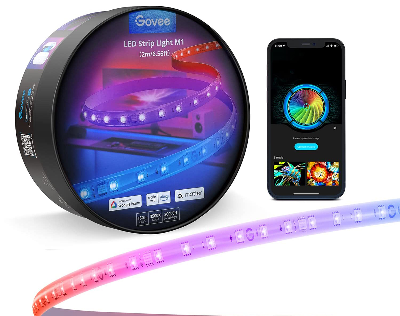 Govee LED Strip Smart RGB WiFi LED Streifen, Lichterkette Band App