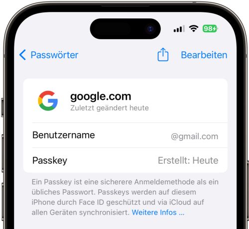 Passkey Gmail Google