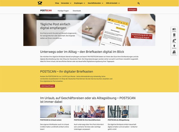 Postscan Webseite