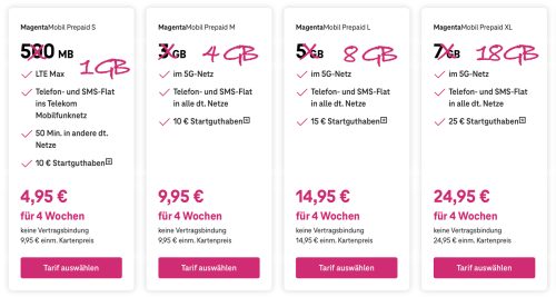 Telekom Neue Prepaid Tarife