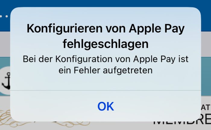 Apple Pay Fehler
