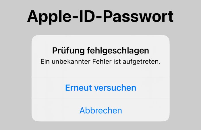 Apple Id Passwort Pruefung Fehlgeschlagen