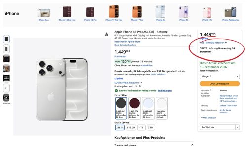 Iphone 18 Pro Amazon Liefertermin