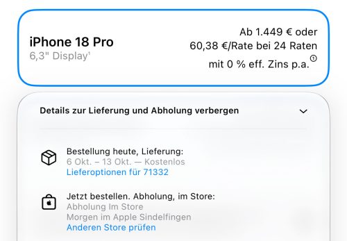 Iphone 18 Pro Lieferzeit
