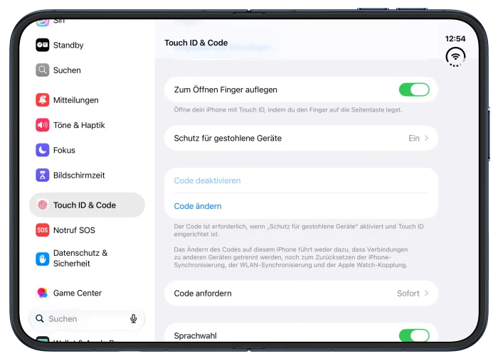 iPhone Duo: Zum Öffnen Finger auflegen