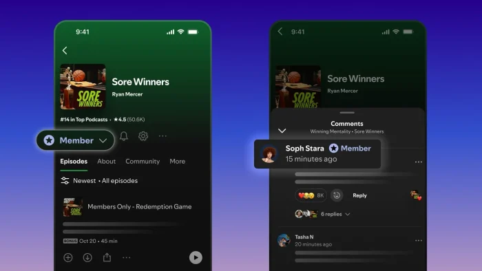 Memberships Spotify screenshot Memberships Spotify screenshot