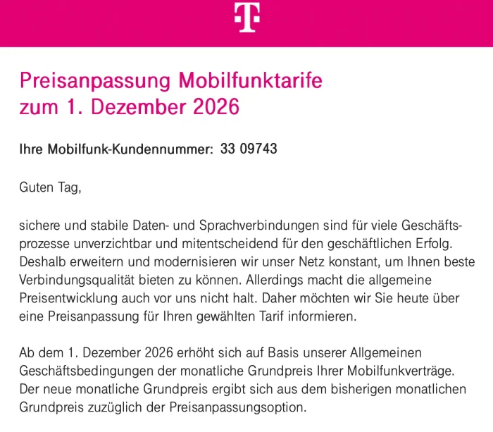 Telekom Preisanpassung Telekom Telekom Preisanpassung Telekom